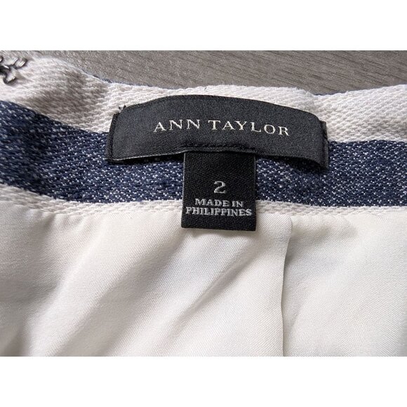 Ann Taylor Womens Linen Striped Pencil Skirt With Front Zippers Size 2 - Picture 3 of 7